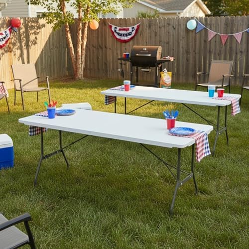 Lavish Home Indoor & Outdoor Portable Folding Table Set of 2 - Image 7