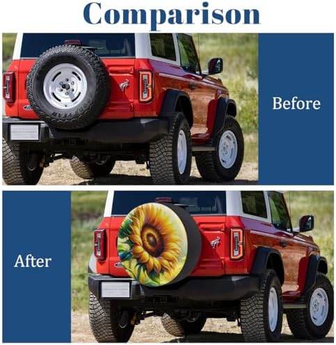 Flower Sunflower Art Spare Tire Cover Waterproof Dust-Proof Spare Wheel Covers - Image 5