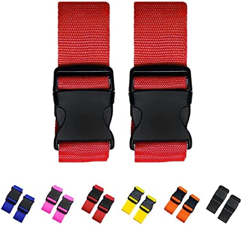 2 Pack Suitcase Straps, Bright Color Adjustable Luggage Belts, TSA Approved by Jcpmcxs