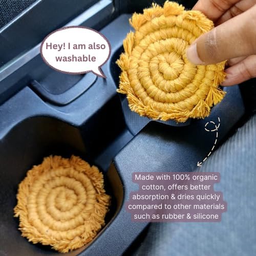 Cotton Car Coasters for Cup Holders, Drink Coaster Holder, Cute cupholder - Image 3