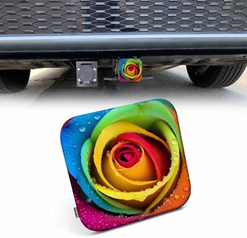 Trailer Hitch Receiver Covers Rose Hitch Cover Protector, Rainbow Rose Petals by Beabes