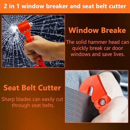 BFXM Car Window Breaker Hammer and Seat Belt Cutter 2-in-1, 4 Packs - Image 3
