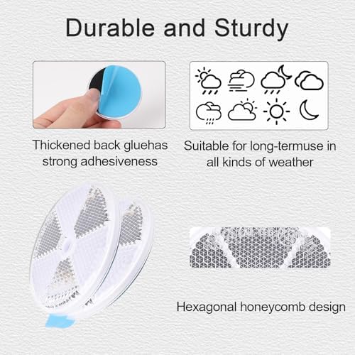 10 Pack White Self Adhesive and Screw on Round Reflectors DOT - Image 3