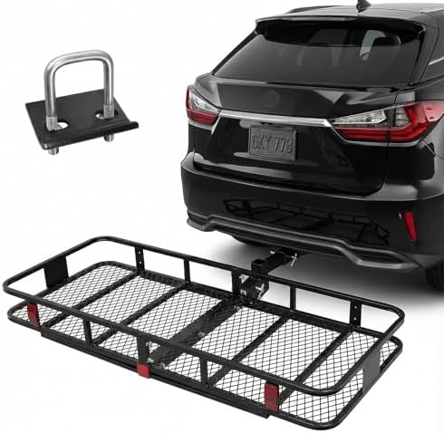 Hitch Cargo Carrier, 500lb Capacity, Galvanized Steel, Stabilizer and Cargo Net by Unknown