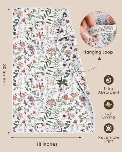 Miss Adola 2pcs Double-Sided Microfiber Kitchen Towels, Vivid Blossoms - Image 4