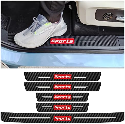 5PCS Car Door Sill Protector, Carbon Fiber Sport Threshold/Rear Bumper Guard by Turcee