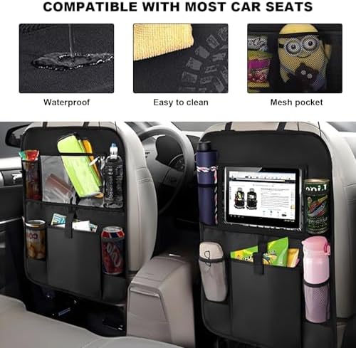 2PCS Car Backseat Organizer, Oxford Car Back Seat Protecter Kick Mat - Image 3
