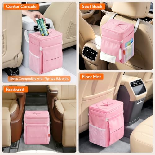 Lifewit Car Trash Can with Lid, Garbage Bag Hanging, Trash Bin, 2 Gallon - Image 7