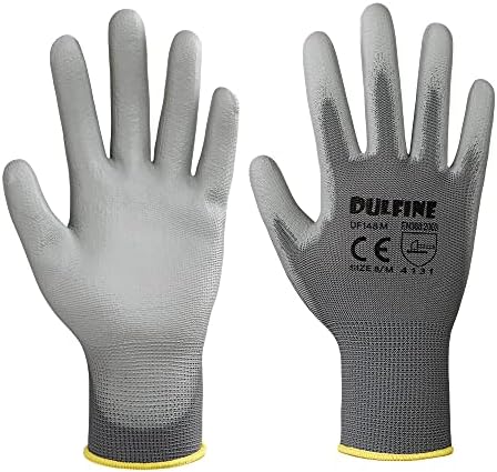 DULFINE Safety Work Gloves for Men 60 Pairs, Ultra-Thin PU Coated Grey XXL - Image 2