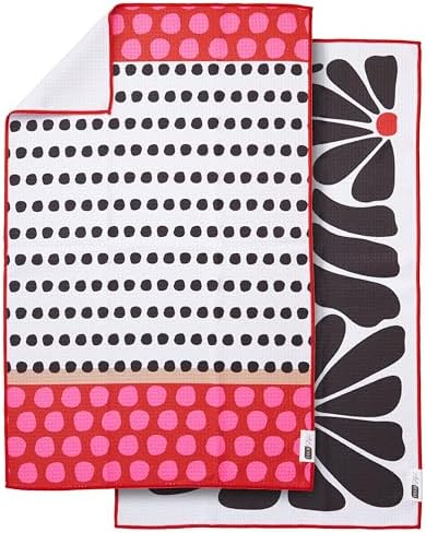 Ritz Waffle Microfiber Kitchen Towel 2pc Set – Jumbo Flowers and Dots – Bold - Image 6