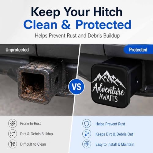 Adventure Awaits Mountain 2" Hitch Cover, Rubber Towing Hitch Covers Hitch - Image 5