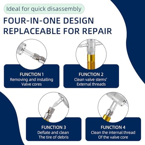 2 Pack 4 Way Valve Core Tool, 4-in-1 Universal Tire Valve Stem Remover - Image 5