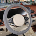 Nappa Leather Grey Steering Wheel Cover Large 16 inch by Binsheo
