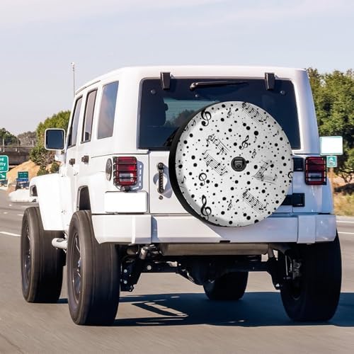 Black White Music Pattern Spare Tire Cover - Image 2