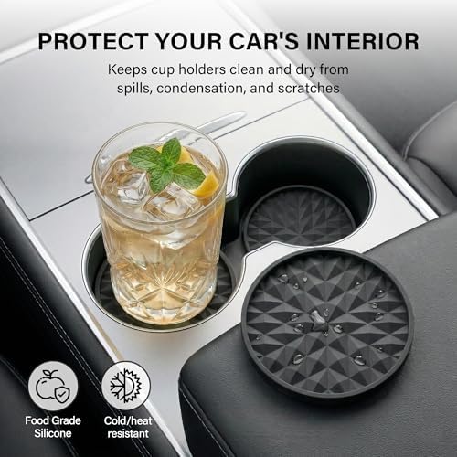 Silicone Car Coasters Set of 4, 3.15" Cup Holder Mats - Image 3