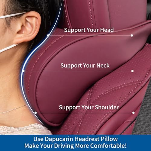 Seat Headrest Car Neck Pillow for Driving Memory Foam Red, 1 Pack - Image 2