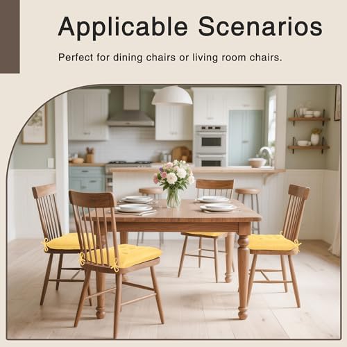 OVOV 4 Pack Chair Cushions for Dining Chairs 15.5"x15.5" Pastel Yellow - Image 5