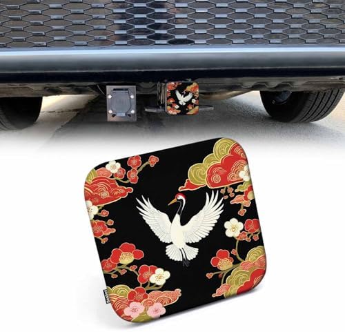 Crane Trailer Hitch Covers Japanese Cranes Heron Birds Floral Branch Heavy Duty by Beabes