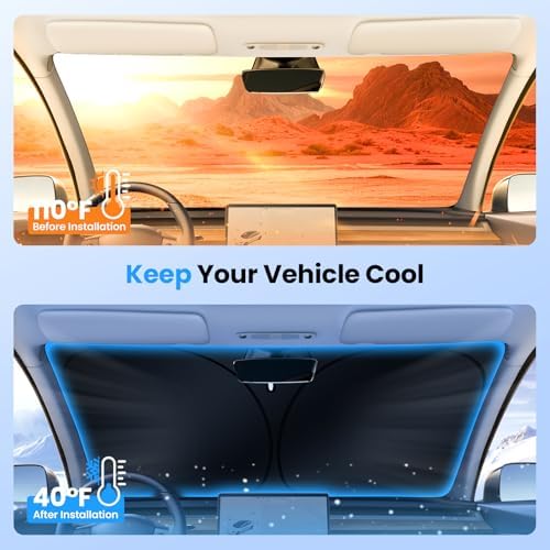 Canvcle Windshield Sun Shade for 2021-2025 2026 Ford Mustang Mach-E Accessories - Image 3