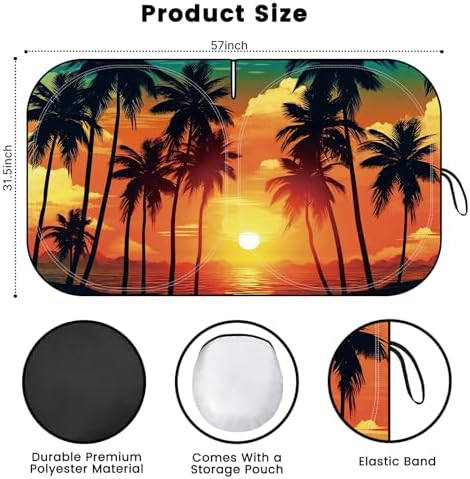 Windshield Sun Shade, Reflective Car Sunshade Blocks Heat, 57 x 31.5 in - Image 2