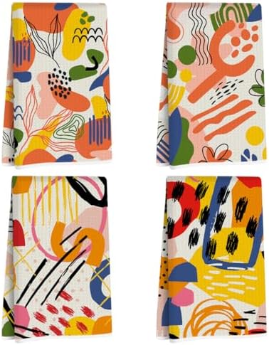 Lovdazzles 4 Pcs Abstract Art Bohemia Kitchen Towels Tea Towel by Lovdazzles