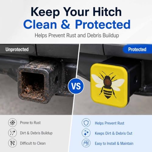 2" Hitch Cover Yellow Bee Rubber Towing Hitch Covers Hitch Protector - Image 5