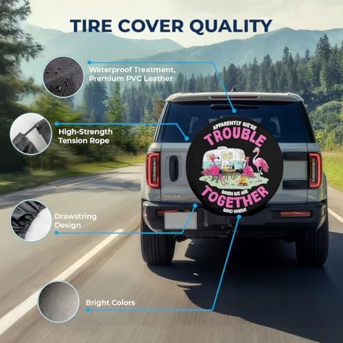 GENANY Flamingo Camping Thick PVC Leather Spare Tire Cover Size 17 - Image 4