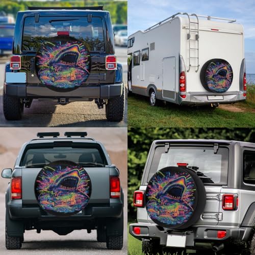 Colorful Shark Spare Tire Cover Dust-Proof Wheel Protector - Image 6