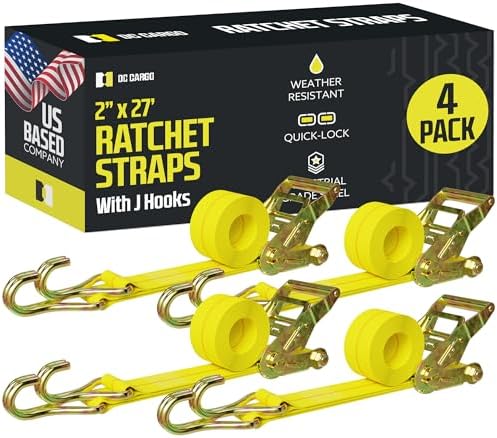 DC Cargo Mall Heavy Duty Ratchet Tie Down Straps – 4 Pack, 2” x 27’ by DCCargo