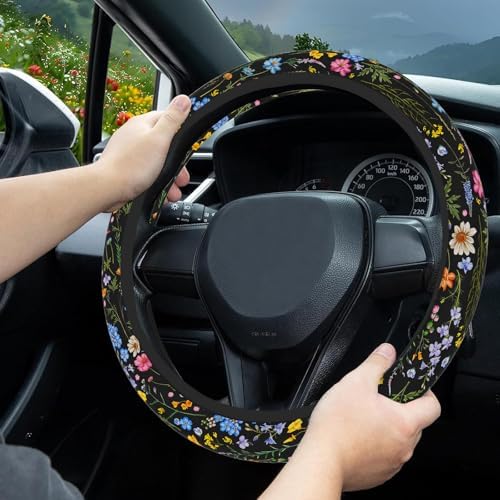 Wildflower Car Steering Wheel Cover, Cute Steering Wheel Cover Protector - Image 4