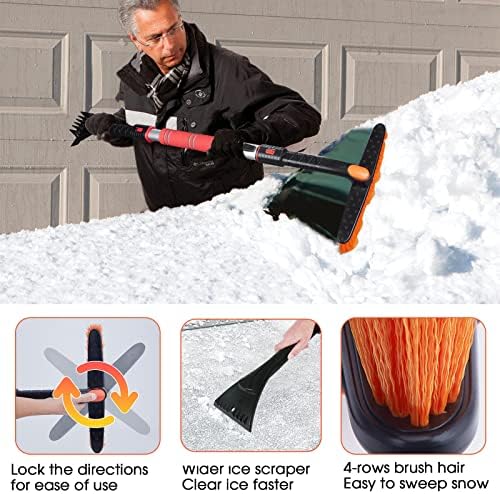 FOVAL 47.2" Extendable Snow Brush and Wider Ice Scraper - Image 6