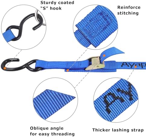 Ayaport Cam Buckle Tie Down Straps 6 feet, 4 Pack - Image 3