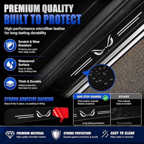 5PCS Hello Beautiful Car Door Sill Protector, Leather Sill Stickers - Image 3