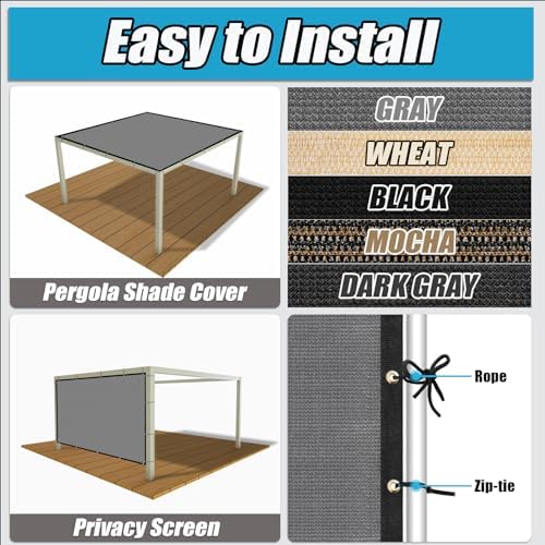 Amagenix 90% Shade Fabric 17'X 21' Gray Sun Shade Cloth - Image 4