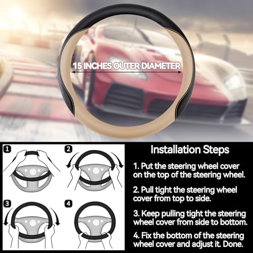 Car Steering Wheel Cover, Non-Slip Leather Protector - Image 7