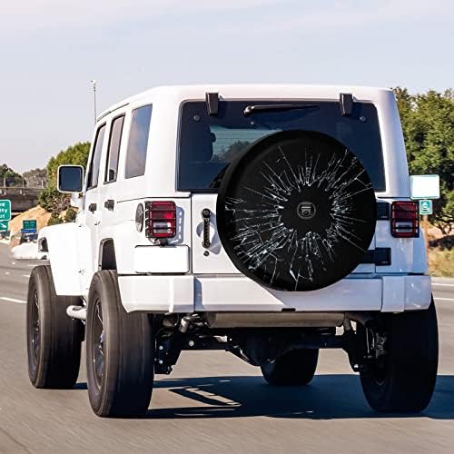 Delerain Spare Tire Cover with Backup Camera Hole Broken Glass Wheel Covers - Image 2