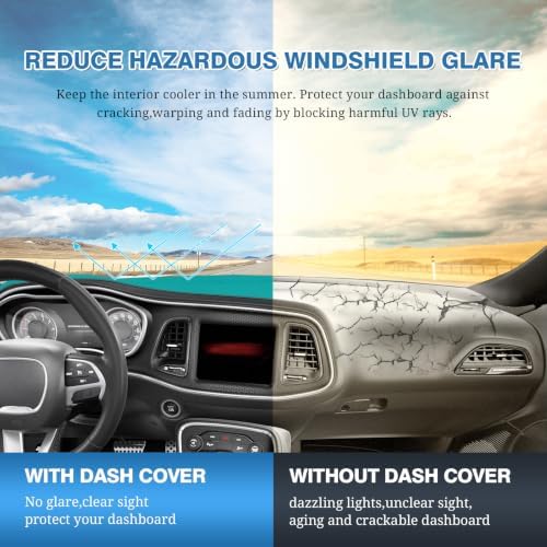 FIILINES Dash Cover for 2015-2024 Dodge Challenger, Dashboard Mat Exact Fit for - Image 6