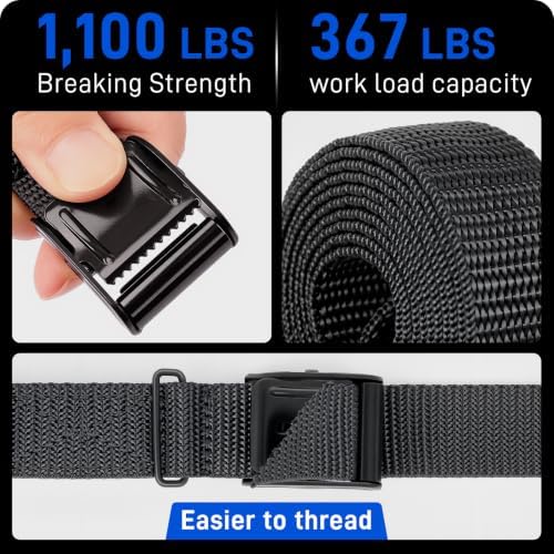 Lashing Straps 1" x 4 ft Cam Buckle Tie Downs, 100 lb, 4 Pack - Image 3
