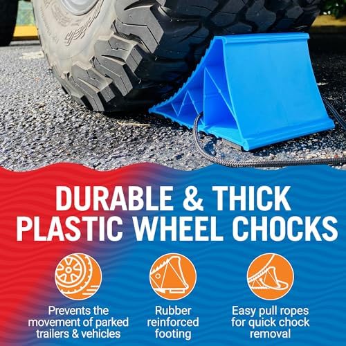 Trailer Wheel Chocks with Rope and Wheel Dock, - Image 2