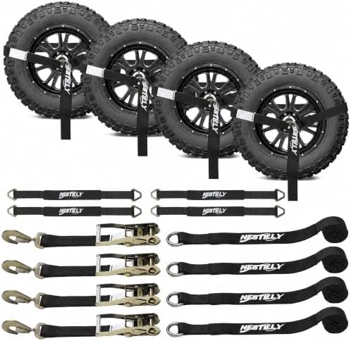 4 Pack Car Tie Down Straps for Trailers, 000 lbs Break Strength, Wheel Tire Tie by Nestilly