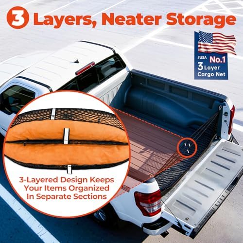 3-Layer Cargo Net for Dodge RAM1500/2500/3500 2019-2026, Zoned Storage Use - Image 2