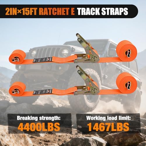 Nilight E-Track Ratchet Straps 8 Pack 2" x 15' Orange - Image 6