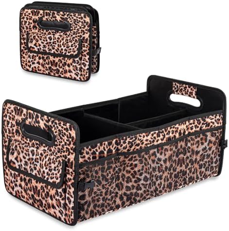 Car Trunk Organizer, Collapsible Car Organizers Storage Large Leopard Print by JiatuA