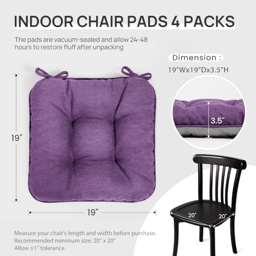 Love's cabin Memory Foam Chair Cushions Set of 4, 19 Inch - Image 2