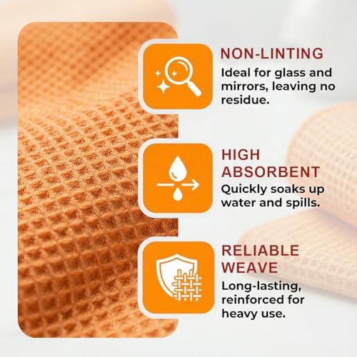 Craedli 3PCS Waffle Weave Microfiber Towel, 16 × 16 Inch Soft Absorbent - Image 4