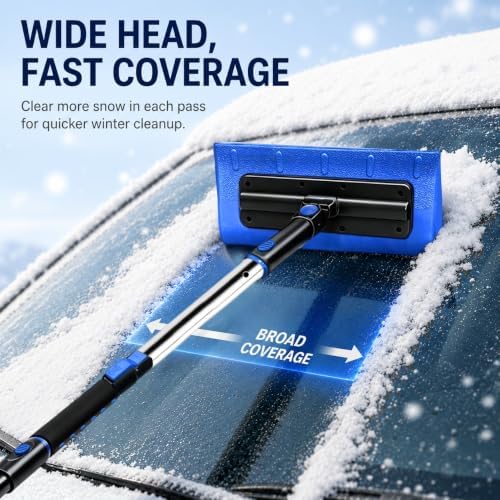 48" Snow Brush and Ice Scraper for Car, EVA Foam Head Snow Remover - Image 3