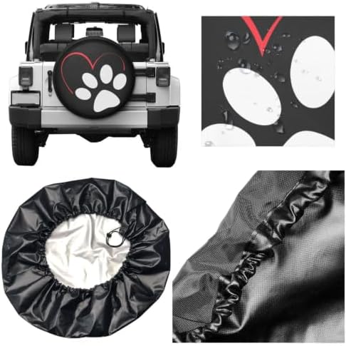 Spare Tire Covers for Trailers, Funny Dog Cat Paw Print Heart Wheel Protectors - Image 5