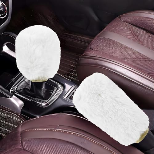 Hovom 2PCS Fluffy Car Gear Shift Knob Cover & Handbrake Cover by Hovom