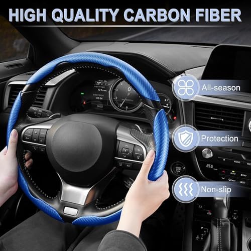 Amiss 3pcs Carbon Fiber Anti-Skid Steering Wheel Cover, Waterproof & Segmented - Image 6