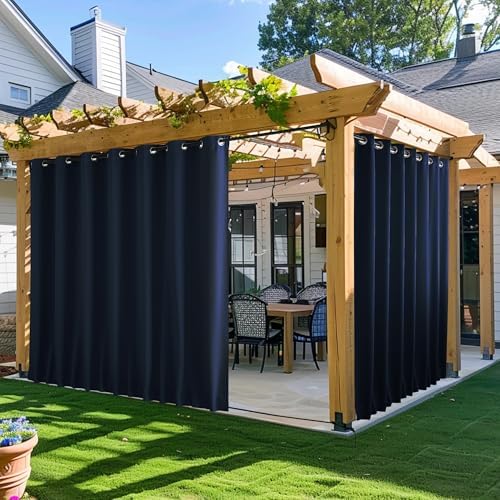 NICETOWN Outdoor Curtains for Patio Waterproof & Windproof W100xL108 Navy by NICETOWN